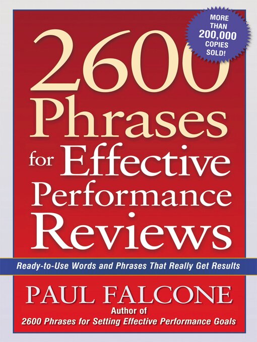 Title details for 2600 Phrases for Effective Performance Reviews by Paul Falcone - Wait list